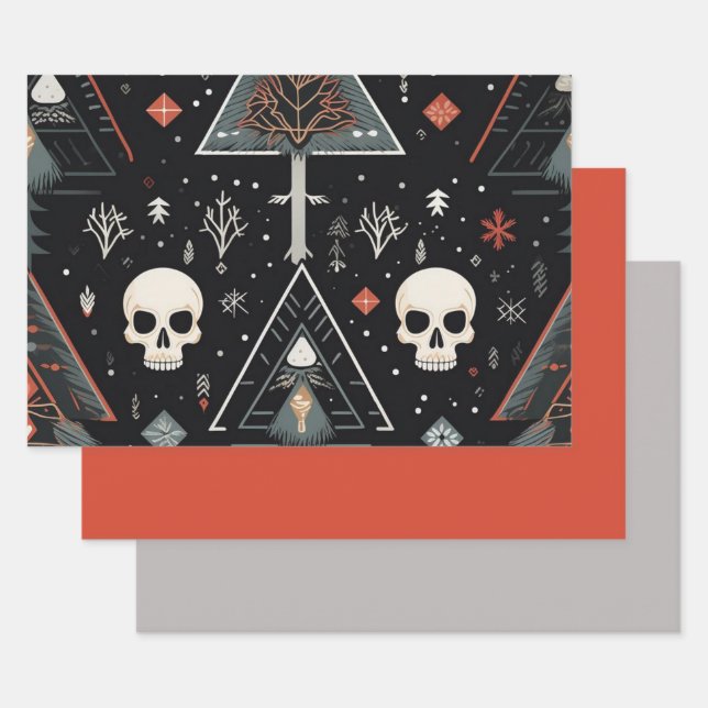 3pc. Tree and Skull Wrapping Paper (Set)