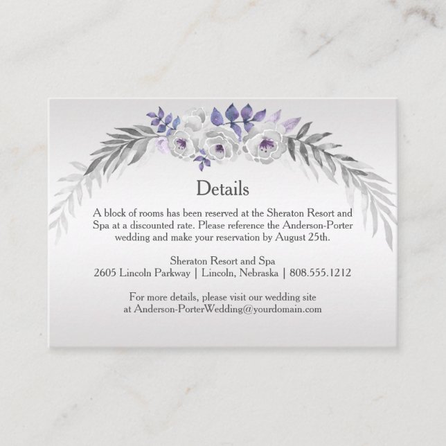 #3Purple Silver Gray Floral Detail Enclosure Cards (Front)