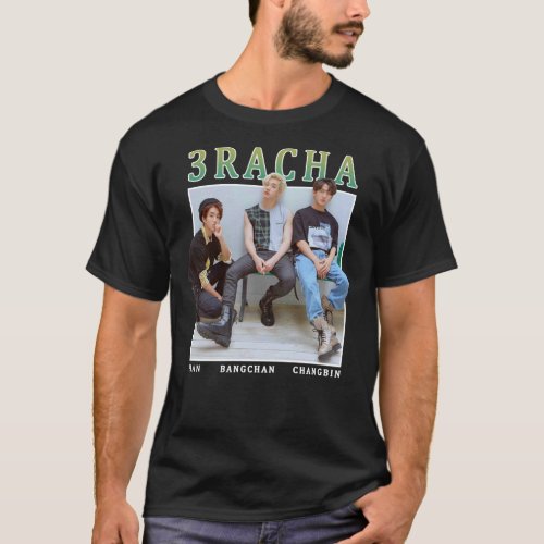 3RACHA Stray Kids Vintage Retro Band Style 90s  Cl T_Shirt