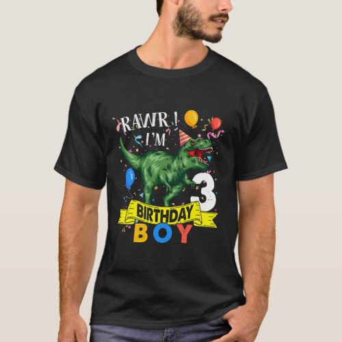 3Rd 3 Dinosaur Saurus T Rex T_Shirt