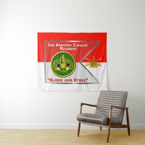 3rd ACR Armored Cavalry Regiment Brave Rifles Tapestry