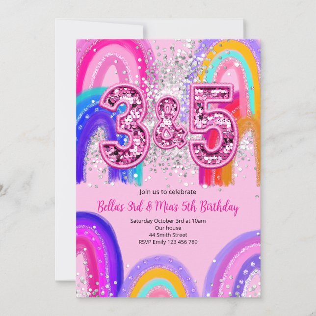 3rd and 5th Sisters Birthday Invitation (Front)