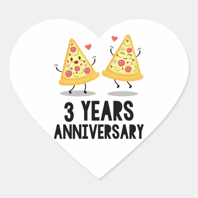 3rd Anniversary 3 Years Heart Sticker (Front)