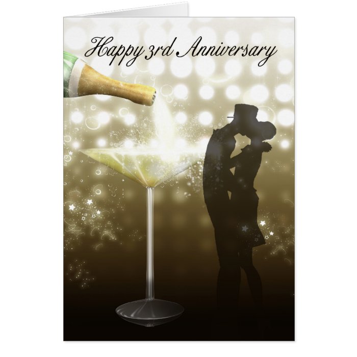 3rd Anniversary   Champagne Greeting Cards