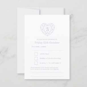 3rd anniversary crystal heart reply RSVP Card