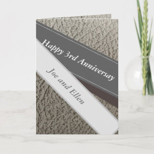 3rd Anniversary, Faux Leather Anniversary  Card
