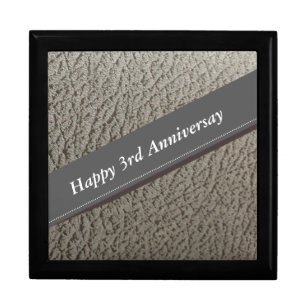 3rd Anniversary, Faux Leather Anniversary Heart Gift Box