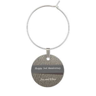 3rd Anniversary, Faux Leather Anniversary Wine Charm