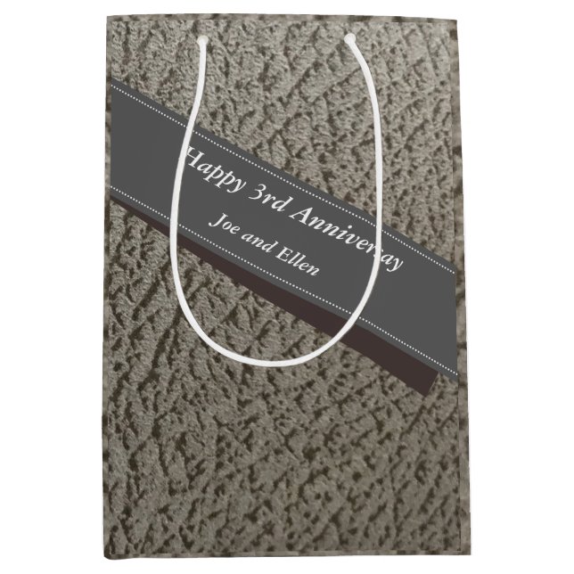 3rd Anniversary, Faux Leather  Medium Gift Bag (Front)
