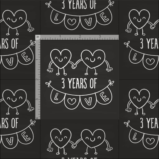 3rd Anniversary Gift Chalk Hearts Fabric