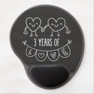 3rd Anniversary Gift Chalk Hearts Gel Mouse Pad