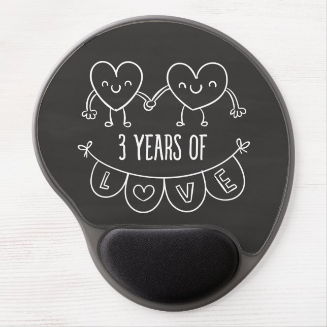 3rd Anniversary Gift Chalk Hearts Gel Mouse Pad (Front)