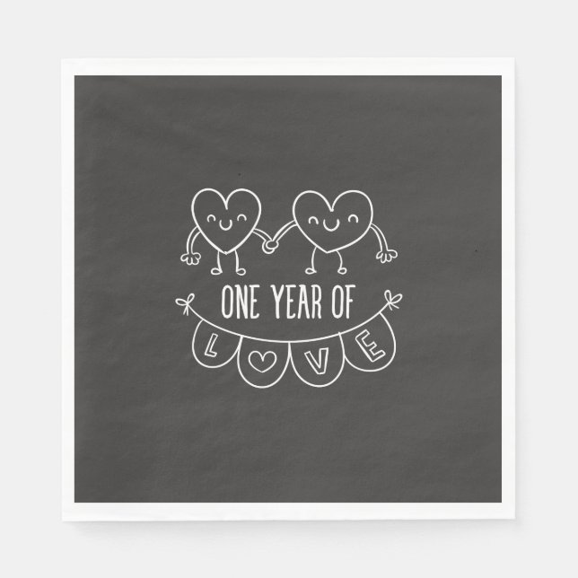 3rd Anniversary Gift Chalk Hearts Napkins (Front)