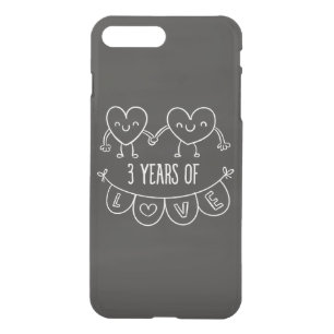 3rd Anniversary Gift Chalk Hearts iPhone 8 Plus/7 Plus Case