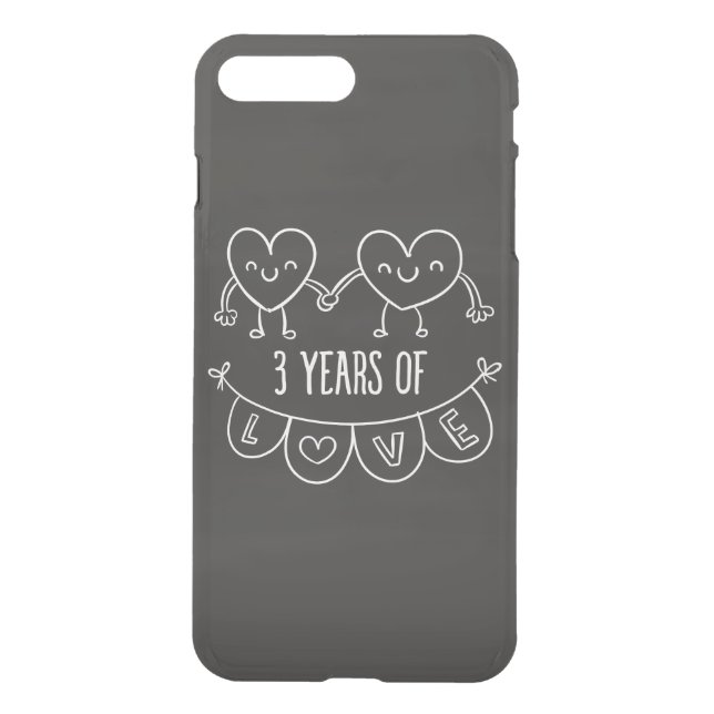 3rd Anniversary Gift Chalk Hearts Uncommon iPhone Case (Back)