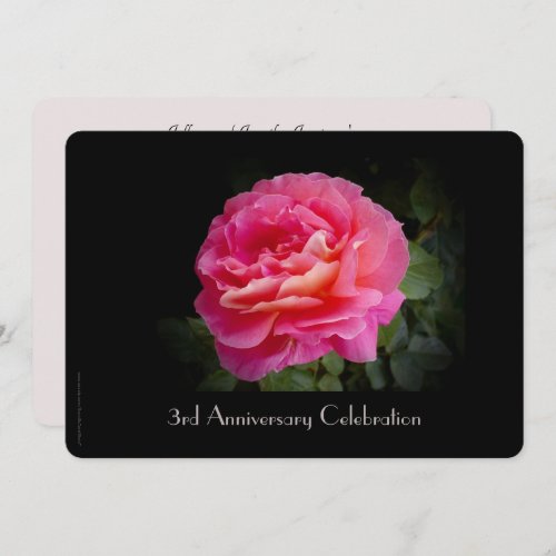 3rd Anniversary Party Elegant Classy Pink Rose Invitation