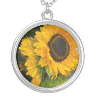 3rd Anniversary Sunflower Silver Plated Necklace