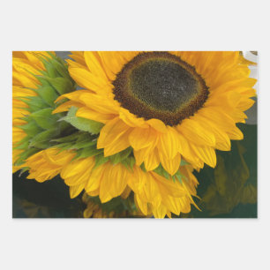 3rd Anniversary Sunflower Wrapping Paper Sheets