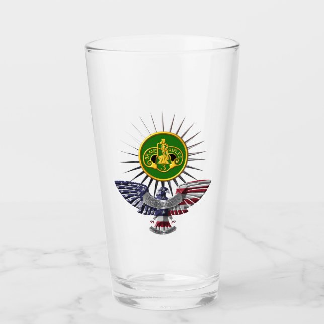 3rd Armored Cav Regiment Custom Eagle Glass Cup (Front)