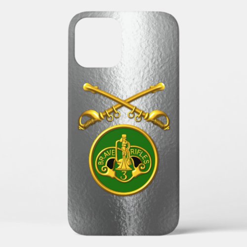 3rd Armored Cavalry Crossed Sabers Metal  iPhone 12 Case