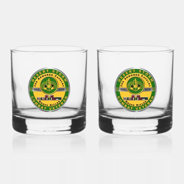 3rd Armored Cavalry Regiment ACR Desert Storm Whiskey Glass (Front)