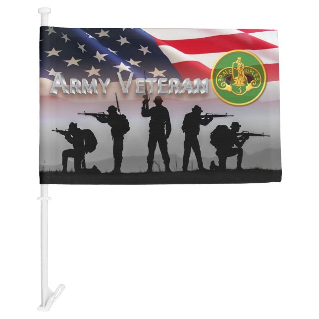 3rd Armored Cavalry Regiment Army Veteran Car Flag (Front)