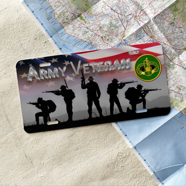 3rd Armored Cavalry Regiment Army Veteran License Plate (In Situ)