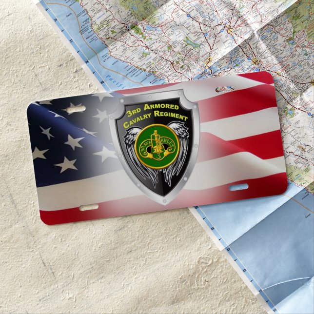 3rd Armored Cavalry Regiment "Brave Rifles" Shield License Plate (In Situ)