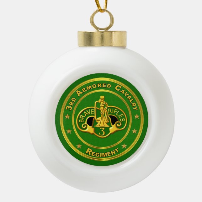 3rd Armored Cavalry Regiment Ceramic Ball Christmas Ornament (Front)