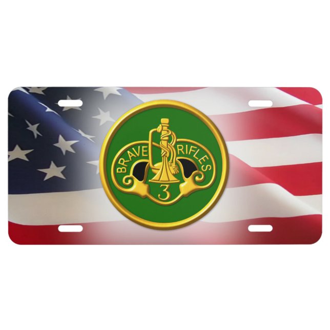 3rd Armored Cavalry Regiment Customized Patch License Plate (Front)