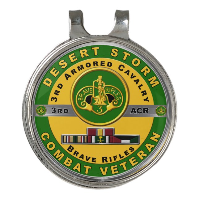 3rd Armored Cavalry Regiment Desert Storm Veteran Golf Hat Clip (Front)