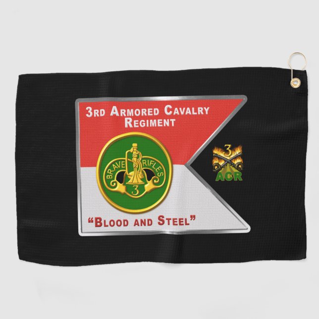 3rd Armored Cavalry Regiment Guidon Golf Towel (Horizontal)
