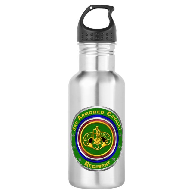 3rd Armored Cavalry Regiment Stainless Steel Water Bottle (Front)