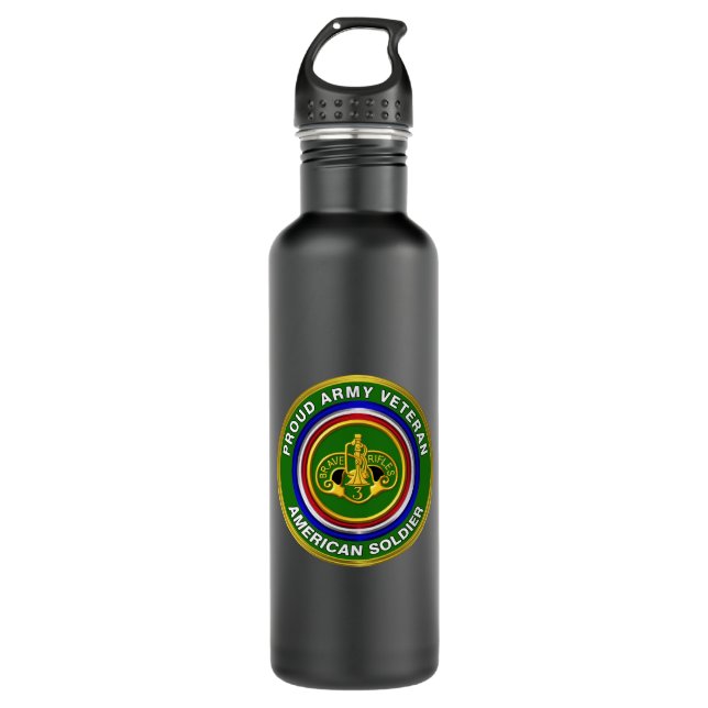 3rd Armored Cavalry Regiment Veteran Stainless Steel Water Bottle (Front)