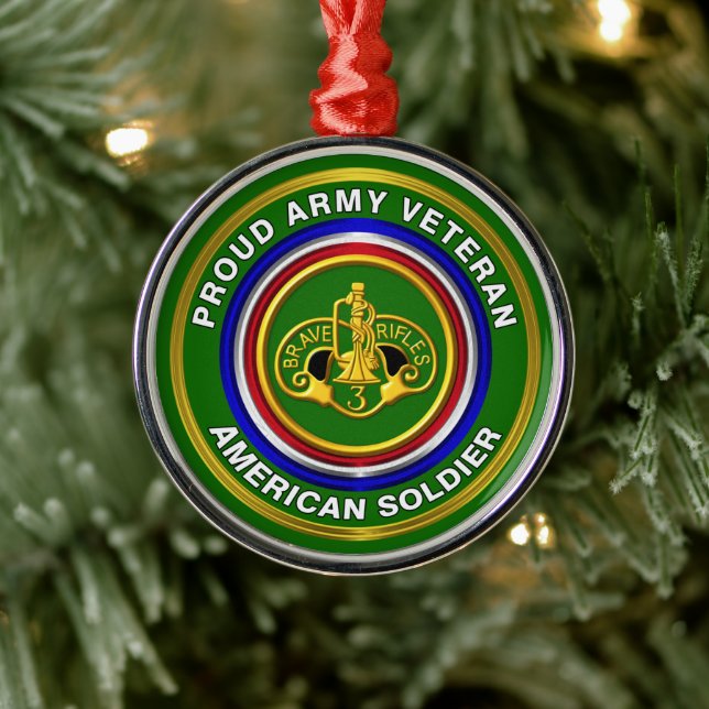 3rd Armored Cavalry Veteran Christmas Metal Ornament (Tree)