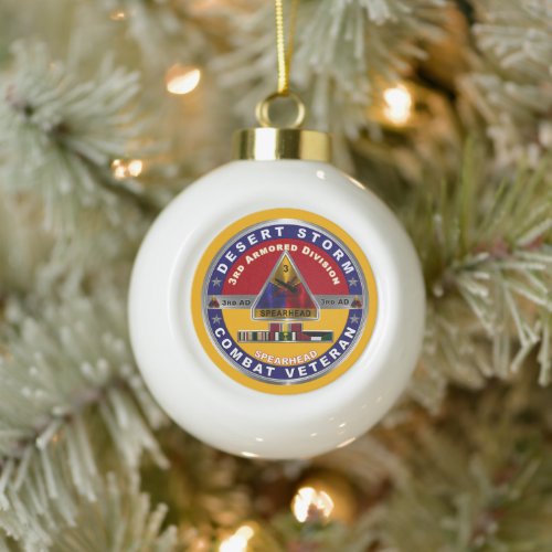 3rd Armored Division Desert Storm Veteran  Ceramic Ball Christmas Ornament