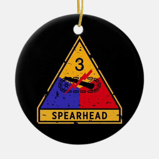3rd Armored Division - US Military "Grunge" Ceramic Ornament (Front)