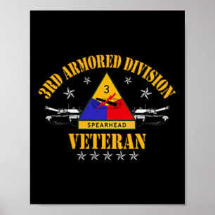 3rd Armored Division Veteran Vintage Patriotic Fla Poster