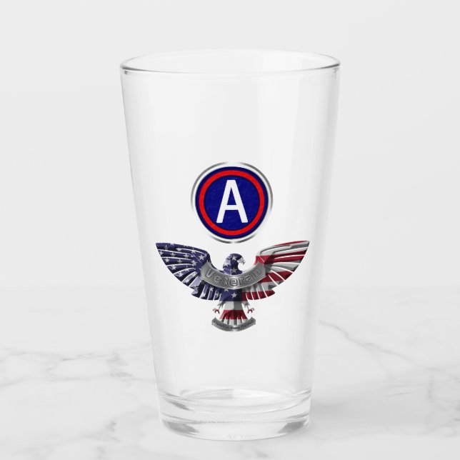 3rd Army Eagle with Patch Glass Tumbler (Front)