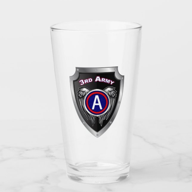 3rd Army Special Shield Design Glass Cup (Front)