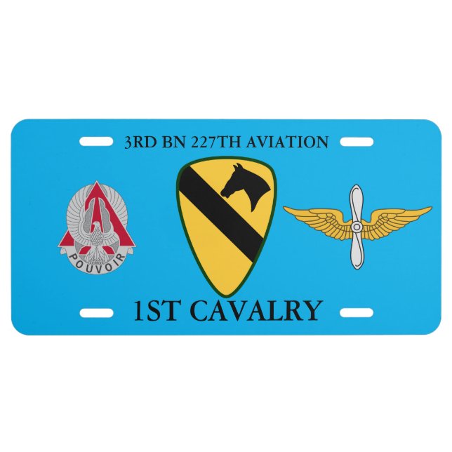 3RD BATTALION 227TH AVIATION 1ST CAVALRY LICENSE PLATE (Front)