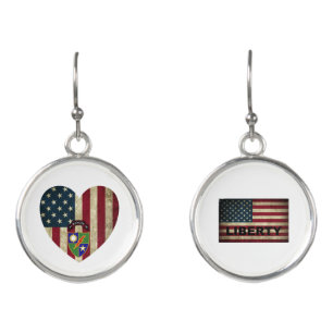 3rd Battalion 75th Ranger Reg American Heart Flag Earrings