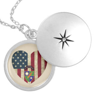 3rd Battalion  75th Ranger Reg American Heart Flag Locket Necklace
