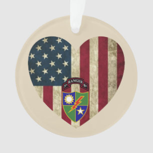 3rd Battalion 75th Ranger Reg American Heart Flag Ornament