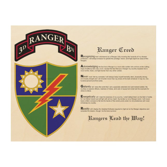 3rd Battalion - 75th Ranger Regiment Wood Wall Art (Front)
