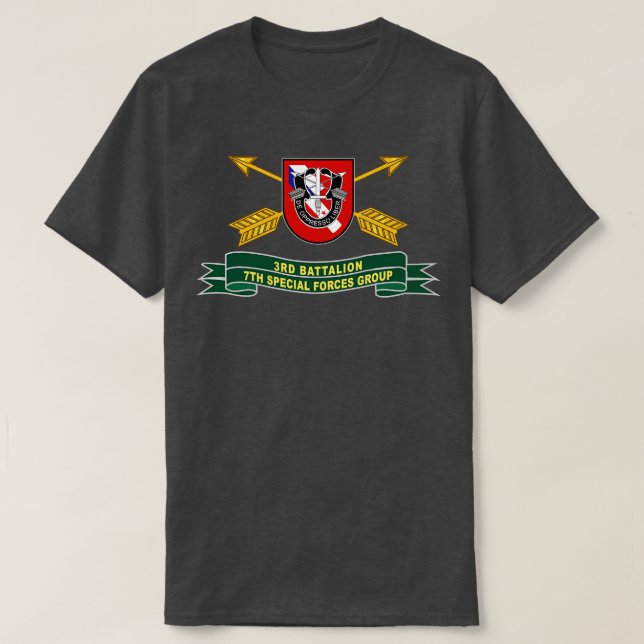 3rd Battalion 7th Special s Group 2 Rows Flash w B T-Shirt (Design Front)