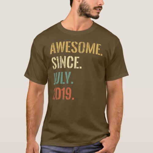 3rd Birthday 3 Year Old Awesome Since July 2019  T_Shirt