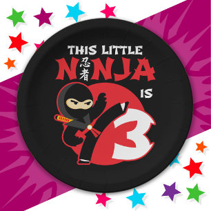 3rd Birthday 3 Year Old Kids Party Little Ninja 3 Paper Plates