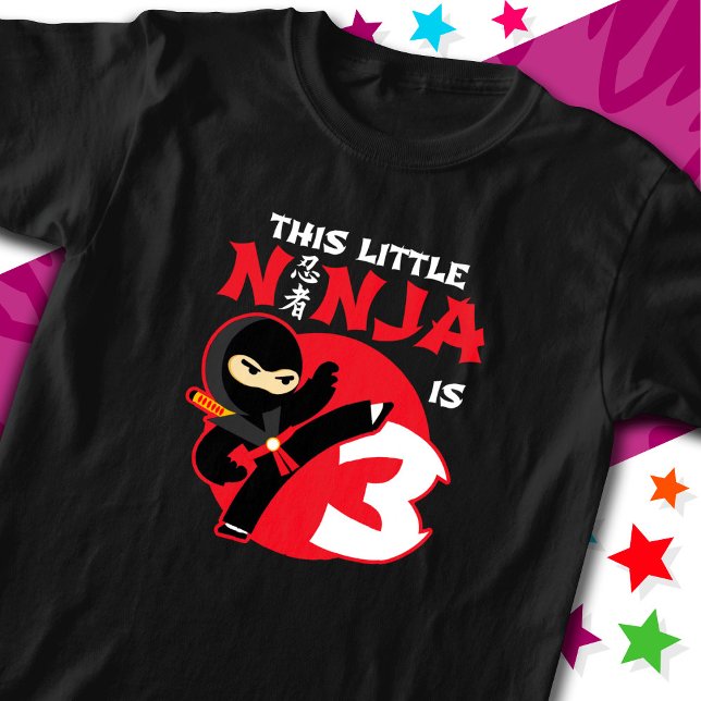 3rd Birthday 3 Year Old Kids Party Little Ninja 3 T-Shirt (Creator Uploaded)