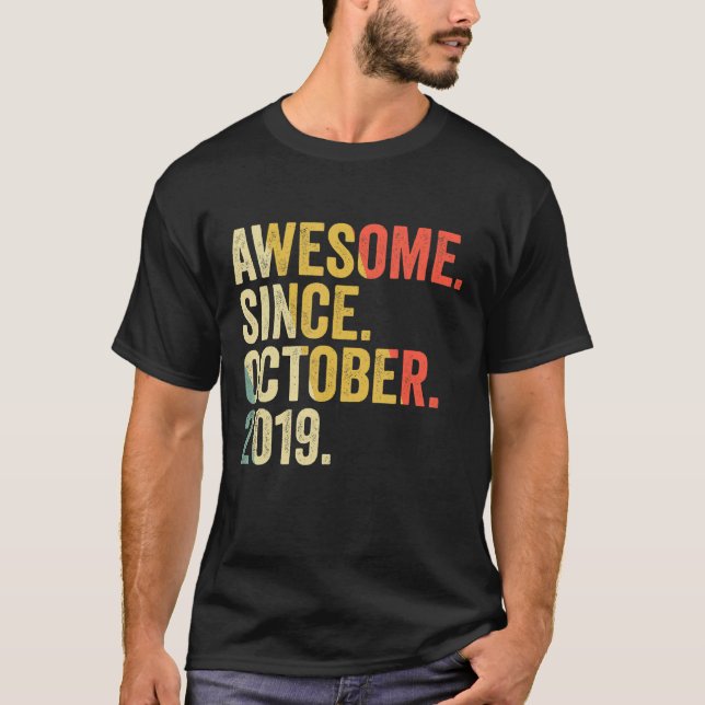 3rd Birthday  3 Years Old Awesome Since October 20 T-Shirt (Front)